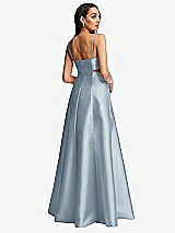Rear View Thumbnail - Mist Open Neckline Cutout Satin Twill A-Line Gown with Pockets