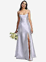 Alt View 1 Thumbnail - Silver Dove Open Neckline Cutout Satin Twill A-Line Gown with Pockets