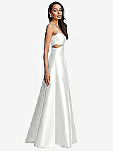 Side View Thumbnail - White Open Neckline Cutout Satin Twill A-Line Gown with Pockets