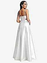 Rear View Thumbnail - White Open Neckline Cutout Satin Twill A-Line Gown with Pockets