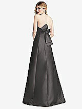 Front View Thumbnail - Caviar Gray Strapless A-line Satin Gown with Modern Bow Detail