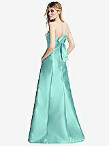 Side View Thumbnail - Coastal Strapless A-line Satin Gown with Modern Bow Detail