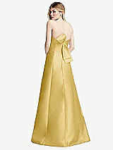 Front View Thumbnail - Maize Strapless A-line Satin Gown with Modern Bow Detail