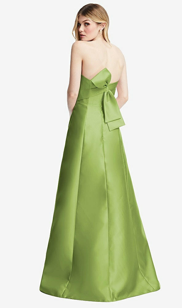Front View - Mojito Strapless A-line Satin Gown with Modern Bow Detail