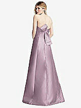 Front View Thumbnail - Suede Rose Strapless A-line Satin Gown with Modern Bow Detail
