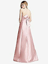 Front View Thumbnail - Ballet Pink Strapless A-line Satin Gown with Modern Bow Detail