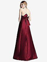 Front View Thumbnail - Burgundy Strapless A-line Satin Gown with Modern Bow Detail