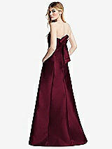 Side View Thumbnail - Cabernet Strapless A-line Satin Gown with Modern Bow Detail