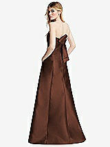 Side View Thumbnail - Cognac Strapless A-line Satin Gown with Modern Bow Detail