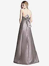 Front View Thumbnail - Cashmere Gray Strapless A-line Satin Gown with Modern Bow Detail