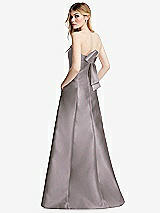 Side View Thumbnail - Cashmere Gray Strapless A-line Satin Gown with Modern Bow Detail