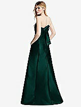 Side View Thumbnail - Evergreen Strapless A-line Satin Gown with Modern Bow Detail
