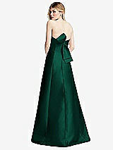 Front View Thumbnail - Hunter Green Strapless A-line Satin Gown with Modern Bow Detail