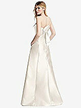 Side View Thumbnail - Ivory Strapless A-line Satin Gown with Modern Bow Detail