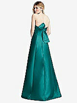 Front View Thumbnail - Jade Strapless A-line Satin Gown with Modern Bow Detail