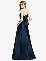 Side View Thumbnail - Midnight Navy Strapless A-line Satin Gown with Modern Bow Detail