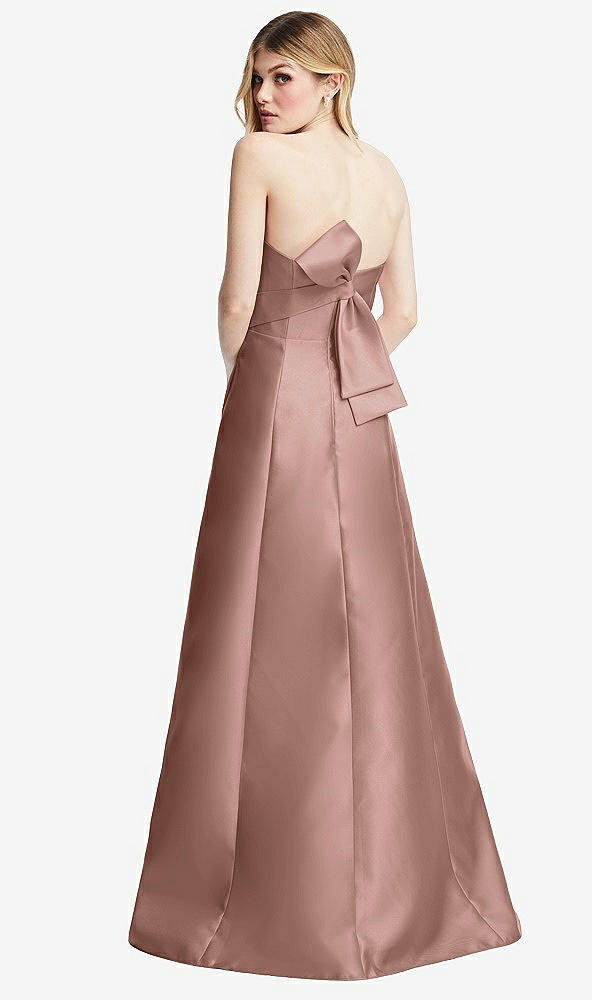 Front View - Neu Nude Strapless A-line Satin Gown with Modern Bow Detail