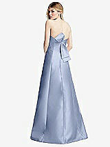 Front View Thumbnail - Sky Blue Strapless A-line Satin Gown with Modern Bow Detail