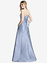 Side View Thumbnail - Sky Blue Strapless A-line Satin Gown with Modern Bow Detail
