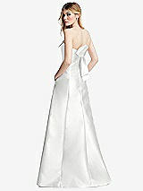 Side View Thumbnail - White Strapless A-line Satin Gown with Modern Bow Detail