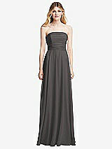 Front View Thumbnail - Caviar Gray Shirred Bodice Strapless Chiffon Maxi Dress with Optional Straps