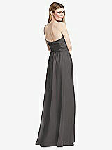 Rear View Thumbnail - Caviar Gray Shirred Bodice Strapless Chiffon Maxi Dress with Optional Straps