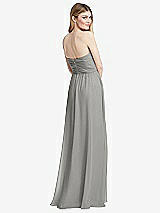 Rear View Thumbnail - Chelsea Gray Shirred Bodice Strapless Chiffon Maxi Dress with Optional Straps
