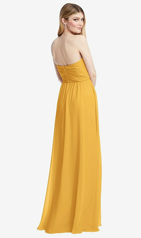 Back View - NYC Yellow Shirred Bodice Strapless Chiffon Maxi Dress with Optional Straps