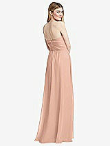Rear View Thumbnail - Pale Peach Shirred Bodice Strapless Chiffon Maxi Dress with Optional Straps
