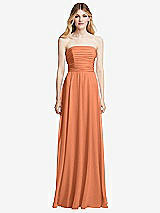 Front View Thumbnail - Sweet Melon Shirred Bodice Strapless Chiffon Maxi Dress with Optional Straps