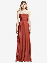 Front View Thumbnail - Amber Sunset Shirred Bodice Strapless Chiffon Maxi Dress with Optional Straps