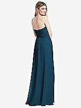 Rear View Thumbnail - Atlantic Blue Shirred Bodice Strapless Chiffon Maxi Dress with Optional Straps