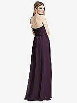 Rear View Thumbnail - Aubergine Shirred Bodice Strapless Chiffon Maxi Dress with Optional Straps