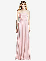 Front View Thumbnail - Ballet Pink Shirred Bodice Strapless Chiffon Maxi Dress with Optional Straps
