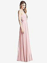 Side View Thumbnail - Ballet Pink Shirred Bodice Strapless Chiffon Maxi Dress with Optional Straps