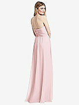 Rear View Thumbnail - Ballet Pink Shirred Bodice Strapless Chiffon Maxi Dress with Optional Straps