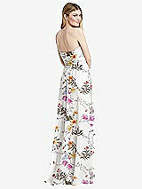 Rear View Thumbnail - Butterfly Botanica Ivory Shirred Bodice Strapless Chiffon Maxi Dress with Optional Straps
