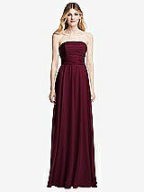 Front View Thumbnail - Cabernet Shirred Bodice Strapless Chiffon Maxi Dress with Optional Straps
