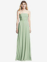 Front View Thumbnail - Celadon Shirred Bodice Strapless Chiffon Maxi Dress with Optional Straps