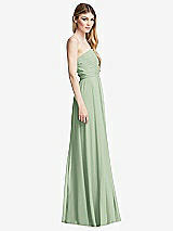 Side View Thumbnail - Celadon Shirred Bodice Strapless Chiffon Maxi Dress with Optional Straps