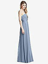 Side View Thumbnail - Cloudy Shirred Bodice Strapless Chiffon Maxi Dress with Optional Straps