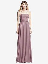 Front View Thumbnail - Dusty Rose Shirred Bodice Strapless Chiffon Maxi Dress with Optional Straps