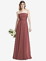 Alt View 1 Thumbnail - English Rose Shirred Bodice Strapless Chiffon Maxi Dress with Optional Straps