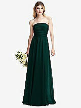 Alt View 1 Thumbnail - Evergreen Shirred Bodice Strapless Chiffon Maxi Dress with Optional Straps