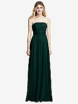 Front View Thumbnail - Evergreen Shirred Bodice Strapless Chiffon Maxi Dress with Optional Straps