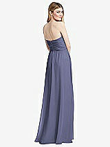 Rear View Thumbnail - French Blue Shirred Bodice Strapless Chiffon Maxi Dress with Optional Straps