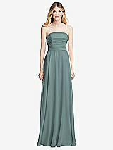 Front View Thumbnail - Icelandic Shirred Bodice Strapless Chiffon Maxi Dress with Optional Straps