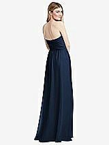 Rear View Thumbnail - Midnight Navy Shirred Bodice Strapless Chiffon Maxi Dress with Optional Straps