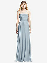 Front View Thumbnail - Mist Shirred Bodice Strapless Chiffon Maxi Dress with Optional Straps