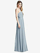 Side View Thumbnail - Mist Shirred Bodice Strapless Chiffon Maxi Dress with Optional Straps